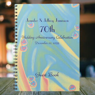 70th Anniversary Party Guest Book Hearts Notebook