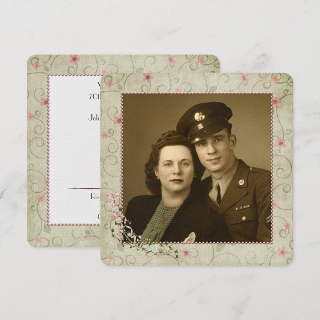 70th Anniversary Party with Photo  Invitation (Front/Back)