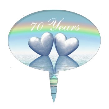70th Anniversary Platinum Hearts Cake Topper by Peerdrops at Zazzle