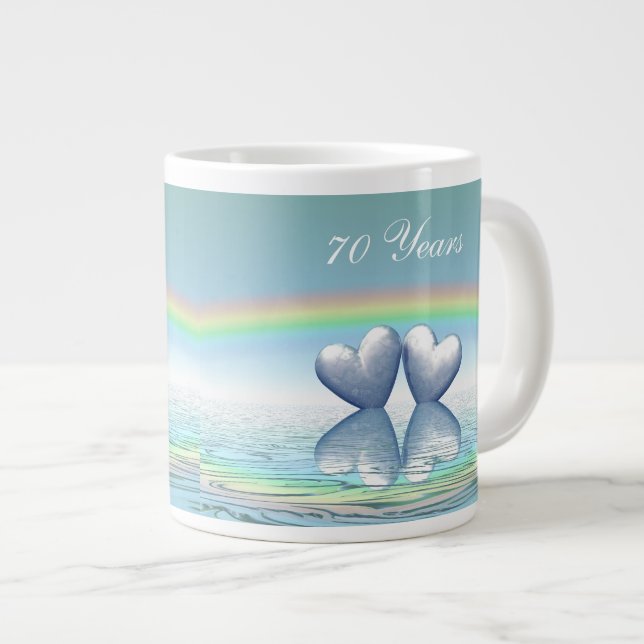70th Anniversary Platinum Hearts Giant Coffee Mug (Front Right)