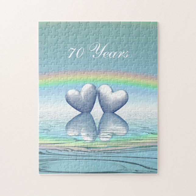 70th Anniversary Platinum Hearts Jigsaw Puzzle (Vertical)