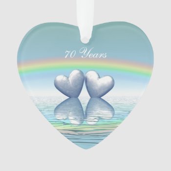 70th Anniversary Platinum Hearts Ornament by Peerdrops at Zazzle