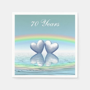 70th Anniversary Platinum Hearts Paper Napkins by Peerdrops at Zazzle