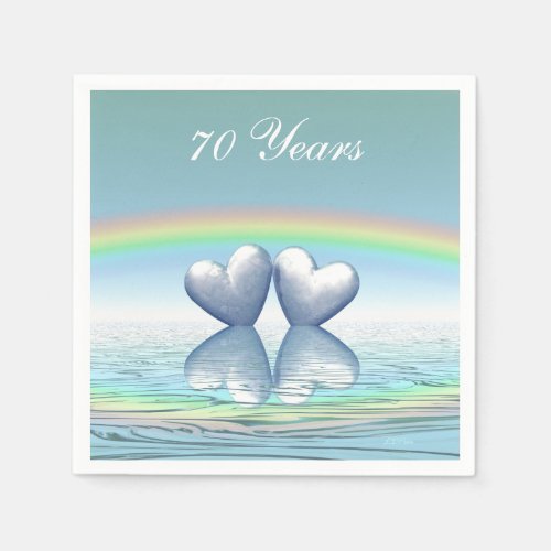 70th Anniversary Platinum Hearts Paper Napkins