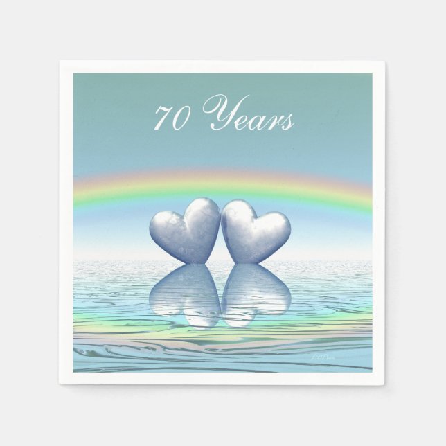 70th Anniversary Platinum Hearts Paper Napkins (Front)