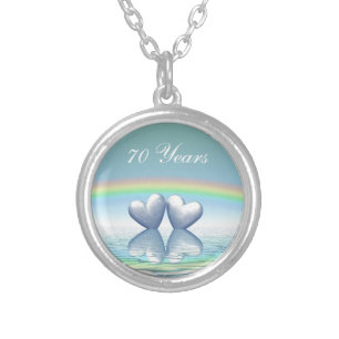 70th Anniversary Platinum Hearts Silver Plated Necklace