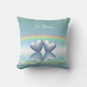 70th Anniversary Platinum Hearts Throw Pillow by Peerdrops at Zazzle