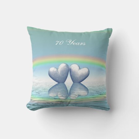 70th Anniversary Platinum Hearts Throw Pillow