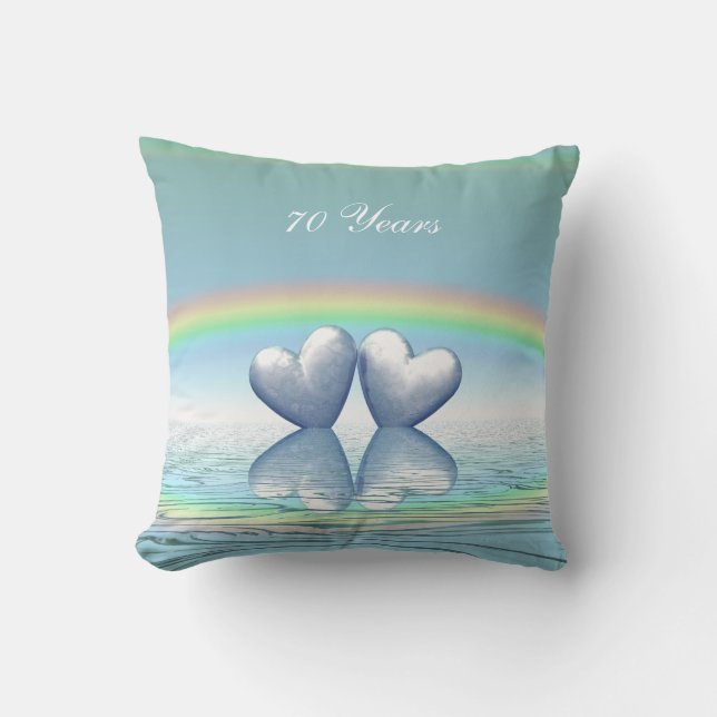 70th Anniversary Platinum Hearts Throw Pillow (Front)