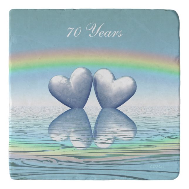 70th Anniversary Platinum Hearts Trivet (Front)