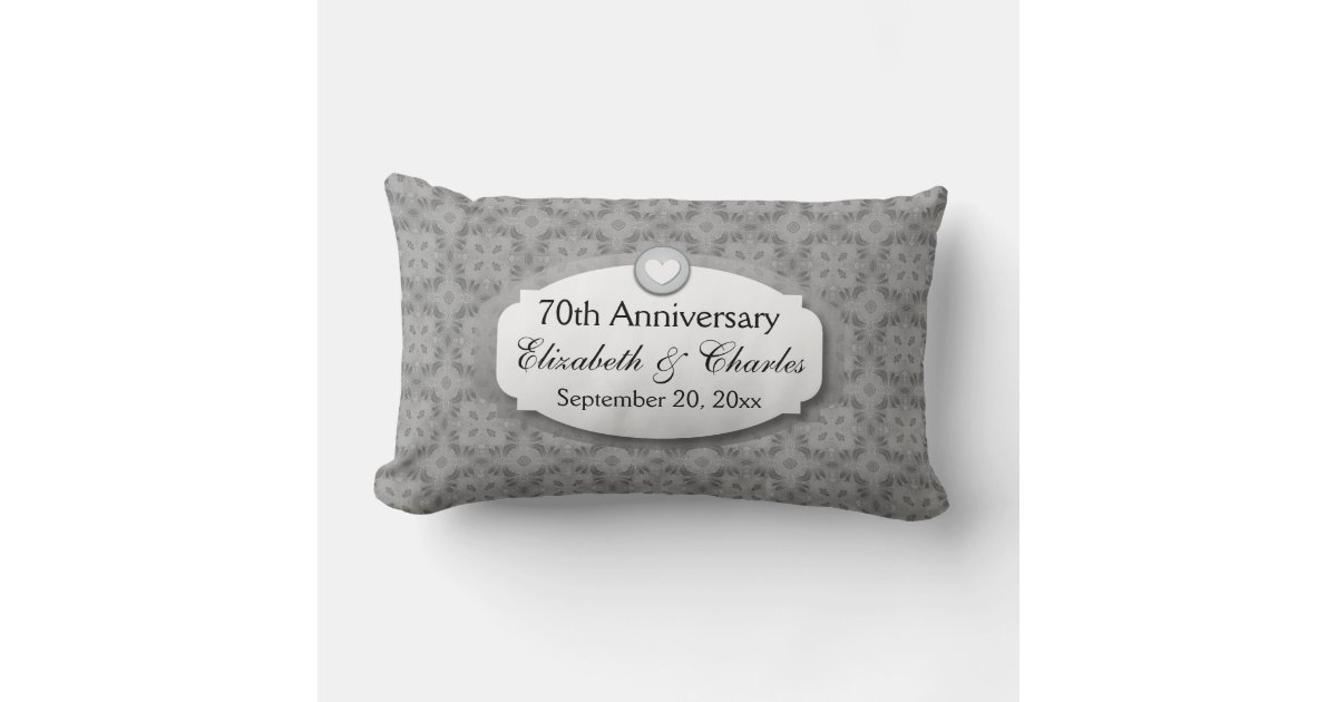 70th Anniversary Wedding Anniversary Platinum Z03 Lumbar Pillow Zazzle