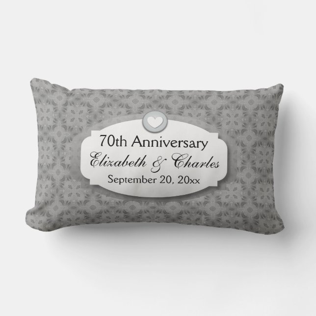 70th Anniversary Wedding Anniversary Platinum Z03 Lumbar Pillow (Front)