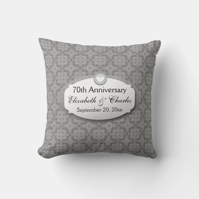 70th Anniversary Wedding Anniversary Platinum Z03 Throw Pillow (Front)