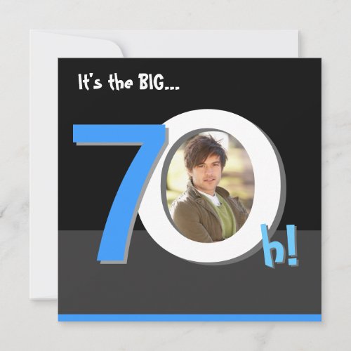 70th Big 7Oh! Photo Template Birthday Party Invitations