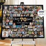 70th Birthday 100 Photos Black Gold Cheers To Year Foam Board<br><div class="desc">Create a 70th birthday photo memory display foam board utilizing this easy-to-upload photo collage template with 100 pictures in various sizes to accommodate pictures of her or him through the years for a fun birthday sign or party decoration and commemorative keepsake. The design features the title CHEERS TO 70 YEARS...</div>