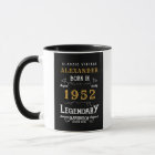 70th Birthday 1952 Add Name Vintage Black Gold Mug