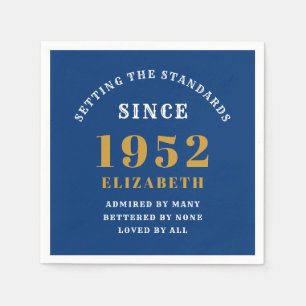 70th Birthday 1952 Elegant Chic Gold Blue Napkins