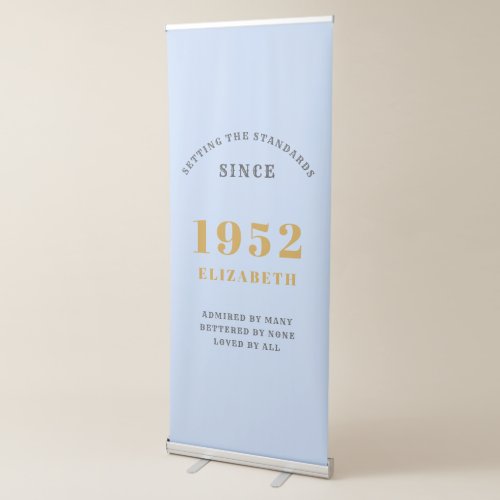 70th Birthday 1952 Elegant Gold Blue Grey Retractable Banner