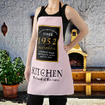 70th Birthday 1952 Name Elegant Black Gold Pink Apron<br><div class="desc">A wonderful birthday black and gold design on an apron for that special celebration. Easily customize the text using the template provided. Part of the setting standards range of birthday supplies.</div>