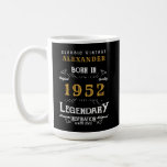 70th Birthday 1952 Name Legendary Black Gold Large Coffee Mug<br><div class="desc">For those celebrating their birthday we have the ideal birthday mug. The black background with a white and gold design is simple and yet elegant with a retro feel. Easily customize the text using the template provided. More gifts and party supplies available with the "Legendary" design in the store.</div>