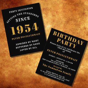 70th Birthday 1954 Black Gold Personalized For Him Flyer