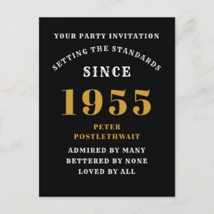 70th Birthday 1955 Black Gold Postcard