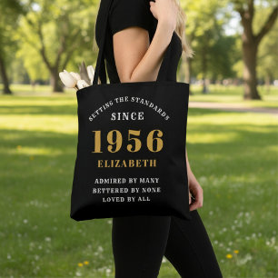 70th Birthday 1956 Black Gold For Her Personalized Tote Bag
