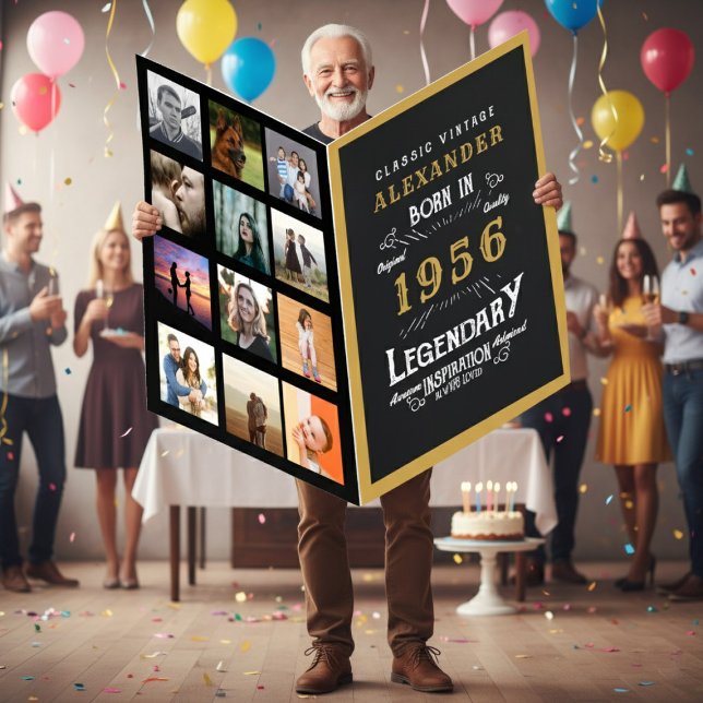 70th Birthday 1956 Legend Photo Template Giant Card (1956 giant birthday card with a party setting.)