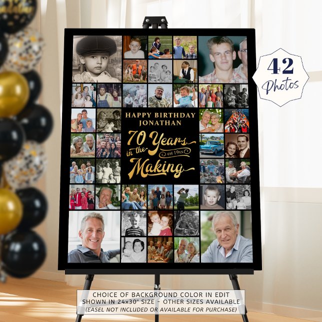 70th Birthday 42 Photo Collage YEARS IN THE MAKING Foam Board (Creator Uploaded)