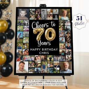 70th Birthday 51 Photo Collage Cheers to 70 Years Foam Board