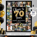 70th Birthday 51 Photo Collage Cheers to 70 Years Poster<br><div class="desc">70th Birthday 51 Photo Collage Cheers to 70 Years Photo Display Poster Print. Create a photo memory display poster print to celebrate a 70th birthday utilizing this easy-to-upload photo collage template with 51 square and rectangle pictures in a variety of sizes with the title CHEERS TO 70 YEARS with faux...</div>