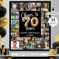 70th Birthday 51 Photo Collage Cheers to 70 Years