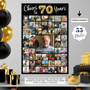 70th Birthday 55 Photo Collage Cheers to 70 Years Poster