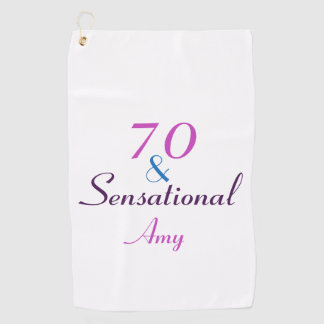 70th Birthday 70 and Sensational Girly Personalize Golf Towel