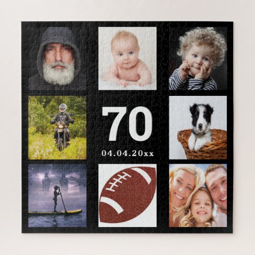 70th birthday 70 photo collage guy man black jigsaw puzzle