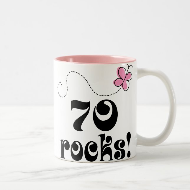 70th Birthday 70 Rocks Butterfly Gift Mug (Right)