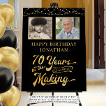 70th Birthday 70 YEARS IN THE MAKING 2 Photos Foam Board<br><div class="desc">Celebrate a 70th birthday with this custom color foam board sign featuring a retro gold calligraphy script typography title design stating 70 YEARS IN THE MAKING that incorporates his or her birth year as part of the design, 2 photos, string lights and your personalized custom message (the sample shows HAPPY...</div>