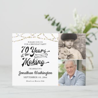 70th Birthday 70 YEARS IN THE MAKING Black Gold Invitation | Zazzle