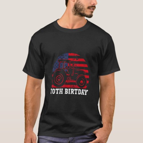 70th Birthday  70 Years Us Flag Tractor Driver  T_Shirt