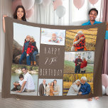 70th Birthday 7 Photo Collage Brown Fleece Blanket<br><div class="desc">Photo Blanket - personalized keepsake gift to say Happy 70th Birthday. The photo template is set up for you to add 7 of your favorite photos which are displayed in a photo collage around the birthday greeting. The wording simply reads "Happy 70th Birthday" in casual typography. "70th" is actually editable...</div>