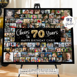 70th Birthday 92 Photos Black Gold Cheers To Year Foam Board<br><div class="desc">Create a 70th birthday photo memory display printed on foam board utilizing this easy-to-upload photo collage template with 92 pictures in various sizes to accommodate pictures of her or him through the years for a fun birthday sign or party decoration and commemorative keepsake. The design features the title CHEERS TO...</div>