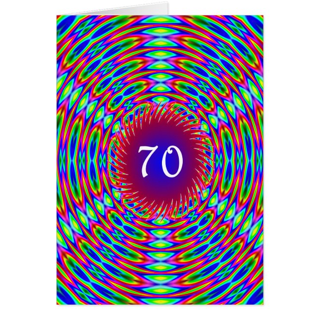 70th Birthday Abstract Trippy Swirls Cards (Front)