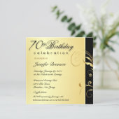 70th Birthday Adult - Elegant Gold Floral Invites (Standing Front)