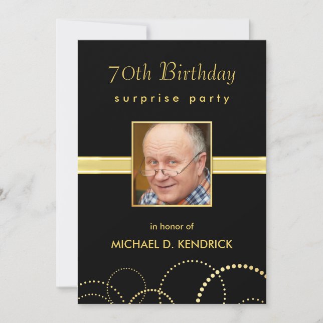 70th Birthday Adult Milestone -  Photo Optional Invitation (Front)