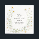 70th Birthday April Birth Month Flower Daisy Napkins<br><div class="desc">Pretty white daisies create a floral border. All text is editable.</div>