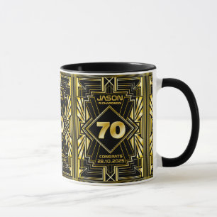 70th Birthday Art Deco Gold Black Great Gatsby Mug