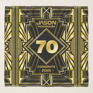 70th Birthday Art Deco Gold Black Great Gatsby Scarf
