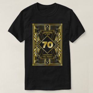 70th Birthday Art Deco Gold Black Great Gatsby T-Shirt