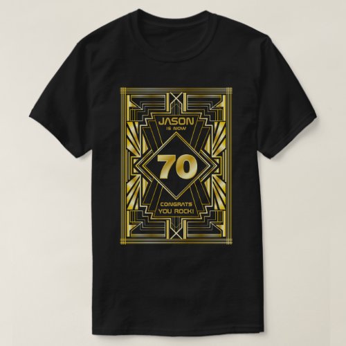70th Birthday Art Deco Gold Black Great Gatsby T_Shirt