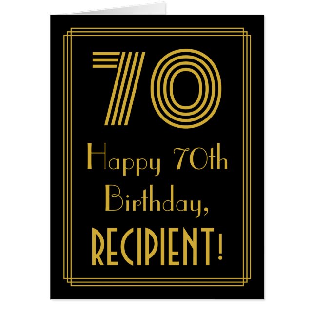 70th Birthday: Art Deco Inspired Look “70” + Name Card (Front)